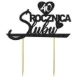 topper papierowy 40 rocznica slubu czarny brokat 15 5 x 17 5 cm