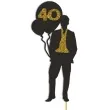 topper papierowy 40 urodziny hot man balony czarny zloty brokat 6 5 x 19 5 cm
