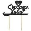 topper papierowy 5 rocznica slubu czarny brokat 15 5 x 17 5 cm