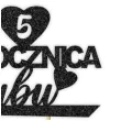 topper papierowy 5 rocznica slubu czarny brokat 15 5 x 17 5 cm