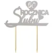 topper papierowy 50 rocznica slubu srebrny 15 5 x 17 5 cm