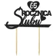 topper papierowy 65 rocznica slubu czarny brokat 15 5 x 17 5 cm
