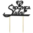 topper papierowy 75 rocznica slubu czarny brokat 15 5 x 17 5 cm