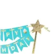 topper papierowy baner happy birthday niebieski godan 20x25 cm