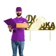 topper papierowy dla dziadka zlote metalic serca 16 cm
