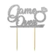topper papierowy game over diament srebrny brokat 13 5 x 16 cm