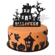 topper papierowy halloween domek czarny brokat 18x22 cm