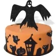 topper papierowy halloween duch czarny brokatowy 18x19 cm
