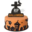 topper papierowy halloween nagrobek czarny i oranz 14x22 cm