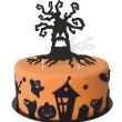 topper papierowy halloween straszne drzewo czarny 15x19 cm