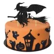 topper papierowy halloween wiedzma czarny brokat 19x17 cm
