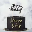 topper papierowy happy birthday czarny brokat partypal 22 5 cm