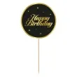 topper papierowy happy birthday gwiazdki czarno zloty godan 10x20 cm