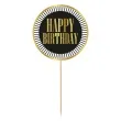 topper papierowy happy birthday paski czarno zloty godan 10x20 cm