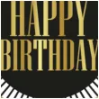 topper papierowy happy birthday paski czarno zloty godan 10x20 cm