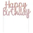 topper papierowy happy birthday rozowo zloty godan 11x14 cm