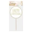 topper papierowy happy christening bialo zloty godan 14x24 cm