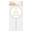 topper papierowy happy christening golebica bialo zloty godan 14x24 cm