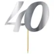 topper papierowy liczba 40 srebrny metalic 18 cm