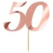 topper papierowy liczba 50 rose gold metalic 18 cm
