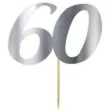 topper papierowy liczba 60 srebrny metalic 18 cm