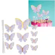 topper papierowy motylki w paski fioletowo zloty 10 szt