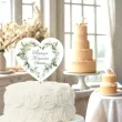 topper papierowy na tort eukaliptusowe serce dekoracja na komunie swieta 20 x 10 cm