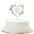 topper papierowy na tort eukaliptusowe serce dekoracja na komunie swieta 20 x 10 cm