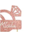 topper papierowy para mloda diament rose gold brokat 13 x 16 cm