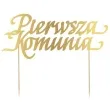 topper papierowy pierwsza komunia zloty godan 17x14 cm