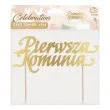 topper papierowy pierwsza komunia zloty godan 17x14 cm