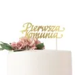 topper papierowy pierwsza komunia zloty godan 17x14 cm