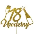 topper papierowy szampanskie 18 urodziny zloty brokat 15 x 19 cm