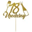 topper papierowy szampanskie 18 urodziny zloty brokat 15 x 19 cm