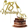 topper papierowy szampanskie 18 urodziny zloty brokat 15 x 19 cm