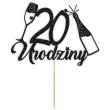 topper papierowy szampanskie 20 urodziny czarny brokat 15 x 19 cm