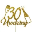topper papierowy szampanskie 30 urodziny zloty brokat 15 x 19 cm