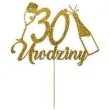 topper papierowy szampanskie 30 urodziny zloty brokat 15 x 19 cm