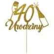 topper papierowy szampanskie 40 urodziny zloty brokat 15 x 19 cm