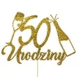 topper papierowy szampanskie 50 urodziny zloty brokat 15 x 19 cm
