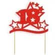 topper papierowy urodziny 18 stars czerwona 17 cm