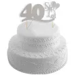 topper papierowy urodziny 40 srebrna 17 cm