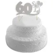 topper papierowy urodziny 60 srebrna 17 cm