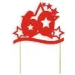 topper papierowy urodziny 60 stars czerwona 17 cm
