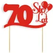 topper papierowy urodziny 70 czerwona 17 cm