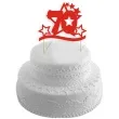 topper papierowy urodziny 70 stars czerwona 17 cm