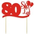 topper papierowy urodziny 80 czerwona 17 cm