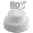 topper papierowy urodziny 80 srebrna 17 cm
