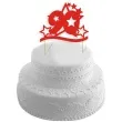 topper papierowy urodziny 90 stars czerwona 17 cm