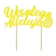 topper papierowy wesolego alleluja z pisanka zolty 16 cm